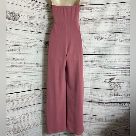 Windsor jumpsuit womens size Small twist front cut out strapless mauve Stretch - Picture 4 of 11